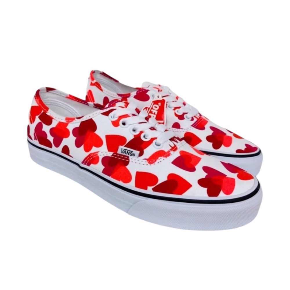 Vans Authentic Valentine Heart Sneakers Shoes Size 6.5 Red